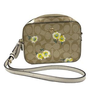 COACH signature daisy print shoulder bag C3354 beige white PVC